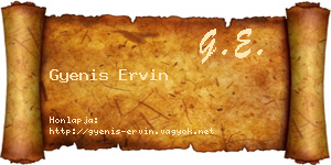 Gyenis Ervin névjegykártya